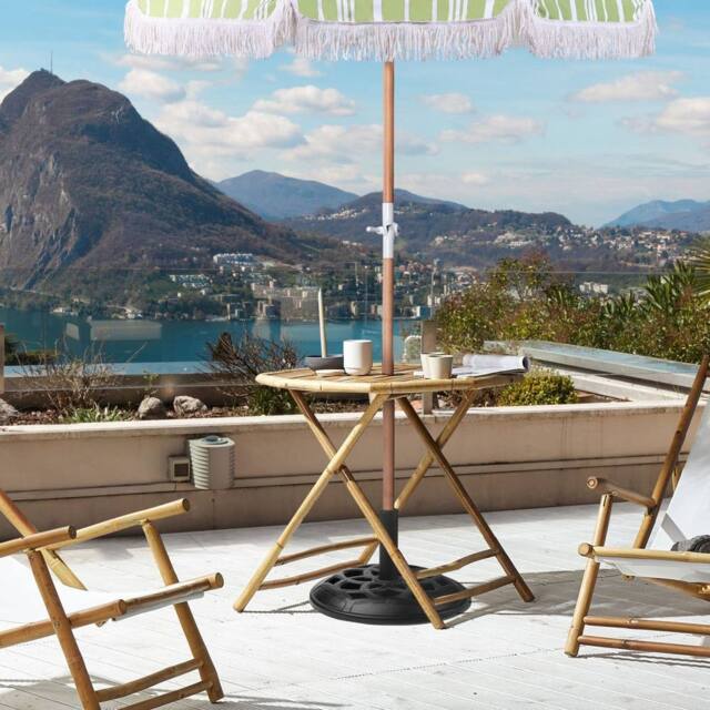 Wyld and Coco 150 cm Tilting Round Garden Parasol Beech Wood Pole Lime Green - image 1