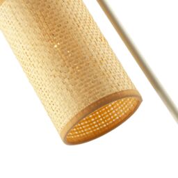 Happy Homewares Vintage Classic White Gloss Table Lamp with Tubular Woven Rattan Shade - thumbnail 4