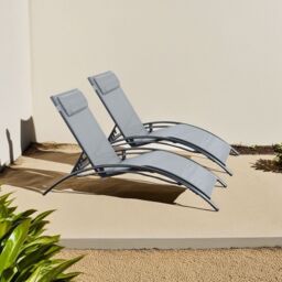 Outdoor Living Pair of Bali Sun Loungers - Grey - thumbnail 6