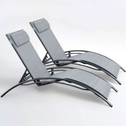 Outdoor Living Pair of Bali Sun Loungers - Grey - thumbnail 2