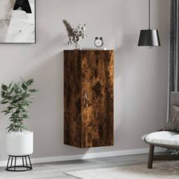 Berkfield Home Wall Mounted Cabinet Smoked Oak 34.5x34x90 cm Engineered Wood in Brown - thumbnail 2