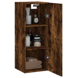 Berkfield Home Wall Mounted Cabinet Smoked Oak 34.5x34x90 cm Engineered Wood in Brown - thumbnail 4