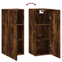 Berkfield Home Wall Mounted Cabinet Smoked Oak 34.5x34x90 cm Engineered Wood in Brown - thumbnail 9
