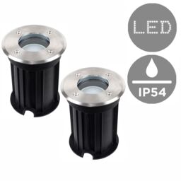 ValueLights Sussux Pair of Silver Outdoor Ground Walkover Light