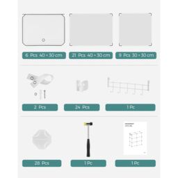 SONGMICS 6-Slot Interlocking Shoe Storage Cabinet Modular Plastic with Doors in White - thumbnail 8