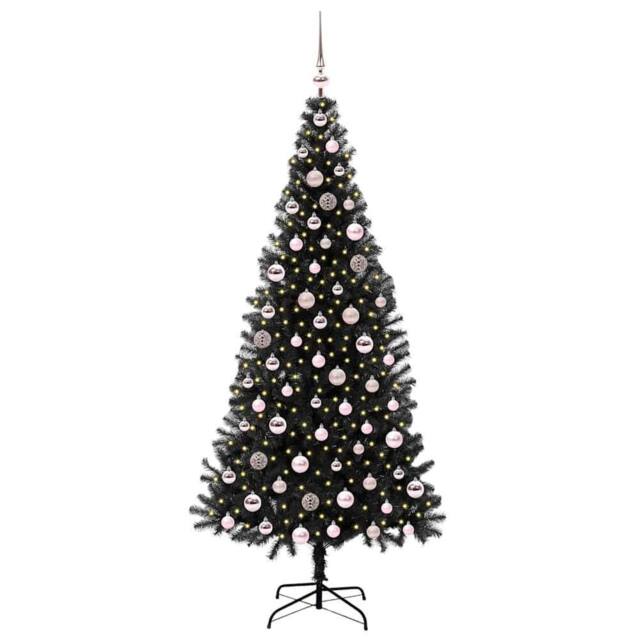 Berkfield Home Lush Christmas Tree with 300 LEDs with Stand Black 210 cm PVC - image 1