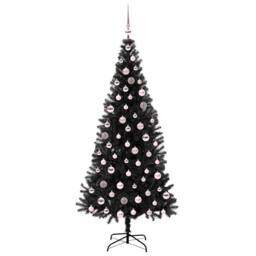Berkfield Home Lush Christmas Tree with 300 LEDs with Stand Black 210 cm PVC - thumbnail 4