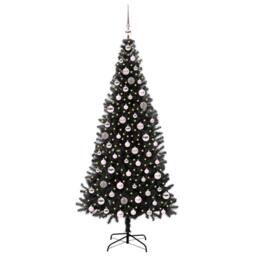 Berkfield Home Lush Christmas Tree with 300 LEDs with Stand Black 210 cm PVC - thumbnail 1