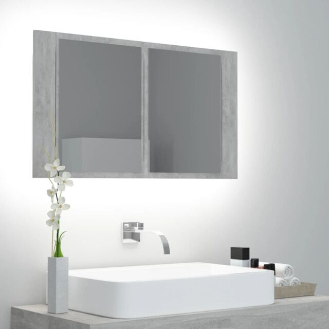 Berkfield Home LED Bathroom Mirror Cabinet Concrete Grey 80x12x45 cm - Size: 80 x 12 x 45 cm - image 1
