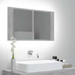 Berkfield Home LED Bathroom Mirror Cabinet Concrete Grey 80x12x45 cm - Size: 80 x 12 x 45 cm