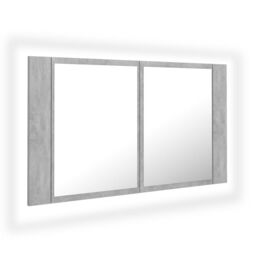 Berkfield Home LED Bathroom Mirror Cabinet Concrete Grey 80x12x45 cm - Size: 80 x 12 x 45 cm - thumbnail 2
