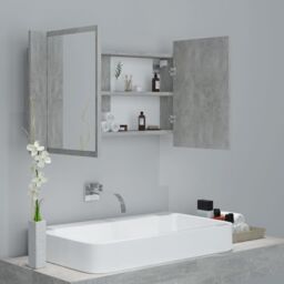 Berkfield Home LED Bathroom Mirror Cabinet Concrete Grey 80x12x45 cm - Size: 80 x 12 x 45 cm - thumbnail 6