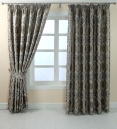 Homescapes Jacquard Geometric Curtain Tie Back Pair in Grey - thumbnail 2