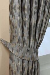 Homescapes Jacquard Geometric Curtain Tie Back Pair in Grey - thumbnail 1