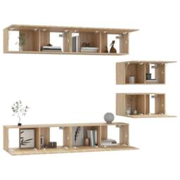 Berkfield Home Classic 4 Piece TV Cabinet Set Sonoma Oak Engineered Wood in Light Brown - thumbnail 7