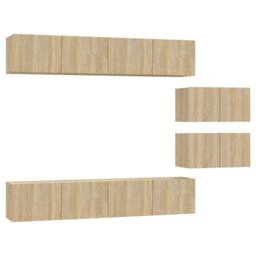 Berkfield Home Classic 4 Piece TV Cabinet Set Sonoma Oak Engineered Wood in Light Brown - thumbnail 3