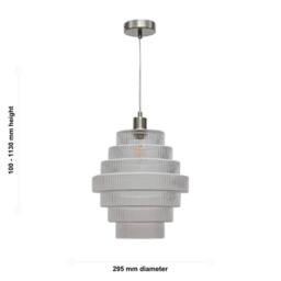 First Choice Lighting Set of 2 Benson - Tier Large Glass Satin Nickel Ceiling Pendant Light in Clear - thumbnail 6