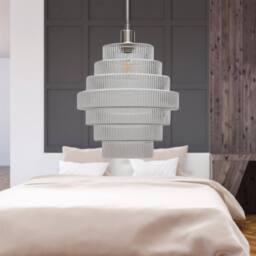 First Choice Lighting Set of 2 Benson - Tier Large Glass Satin Nickel Ceiling Pendant Light in Clear - thumbnail 5