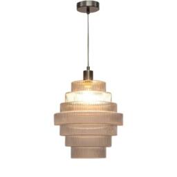 First Choice Lighting Set of 2 Benson - Tier Large Glass Satin Nickel Ceiling Pendant Light in Clear - thumbnail 3