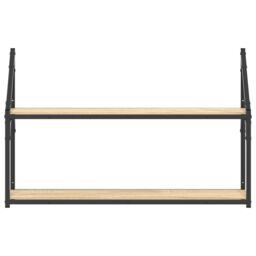 Berkfield Home 2-Tier Wall Shelf Sonoma Oak 80x21x51 cm Engineered Wood in Brown - Size: 80 x 21 x 51 cm - thumbnail 4