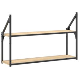 Berkfield Home 2-Tier Wall Shelf Sonoma Oak 80x21x51 cm Engineered Wood in Brown - Size: 80 x 21 x 51 cm - thumbnail 6