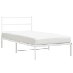 Berkfield Home Metal Bed Frame without Mattress with Headboard White 100x200cm - Size: 100x200 cm - thumbnail 4