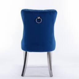 Modern Home Touch Winchester Set of 4 Velvet Upholstered Kitchen Dining Chairs with Sliver Chrome Legs in Blue - Size: 4 Pack - thumbnail 9