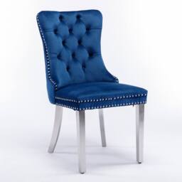 Modern Home Touch Winchester Set of 4 Velvet Upholstered Kitchen Dining Chairs with Sliver Chrome Legs in Blue - Size: 4 Pack - thumbnail 6