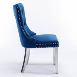Modern Home Touch Winchester Set of 4 Velvet Upholstered Kitchen Dining Chairs with Sliver Chrome Legs in Blue - Size: 4 Pack - thumbnail 7