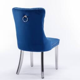 Modern Home Touch Winchester Set of 4 Velvet Upholstered Kitchen Dining Chairs with Sliver Chrome Legs in Blue - Size: 4 Pack - thumbnail 8