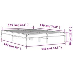 Berkfield Home Bed Frame without Mattress Grey Sonoma 135x190 cm Double - thumbnail 9