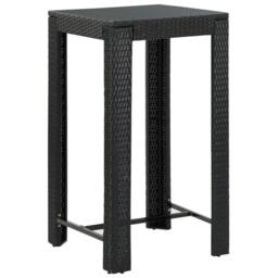 Berkfield Home Garden Bar Table Black 60.5x60.5x110.5 cm Poly Rattan - thumbnail 1