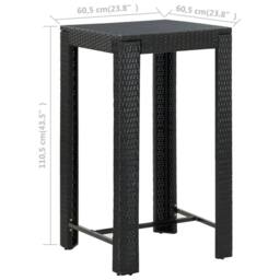 Berkfield Home Garden Bar Table Black 60.5x60.5x110.5 cm Poly Rattan - thumbnail 5
