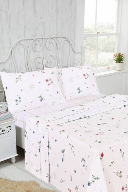 Rapport Home Meadow Brushed Cotton Floral Sheet Set - Flat, Fitted & Pillowcase - Size: Super King - image 1