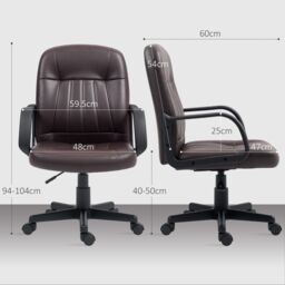 HOMCOM PU Leather Office Chair Swivel Home Computer Desk Chair, Dark Brown - thumbnail 3