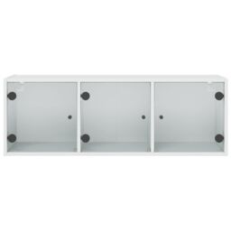 Berkfield Home Wall Cabinet with Glass Doors White 102x37x35 cm - Size: 102 x 37 x 35 cm - thumbnail 6