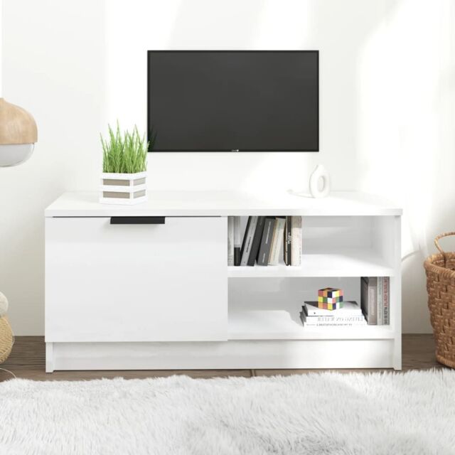 Berkfield Home TV Cabinet High Gloss White 80x35x36.5 cm Engineered Wood - image 1