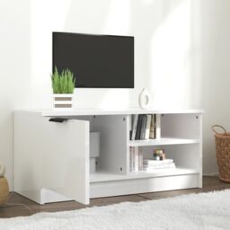 Berkfield Home TV Cabinet High Gloss White 80x35x36.5 cm Engineered Wood - thumbnail 3