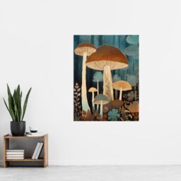 "Artery8 Cep Mushroom Earthy Aesthetic Modern Blue Brown Extra Large XL Wall Art Poster Print - Size: W24"" x H32""" - thumbnail 4