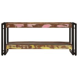 Berkfield Home Coffee Table Multicolour 90x50x38 cm Solid Wood Reclaimed - Size: 90 x 50 x 38 cm - thumbnail 4