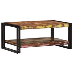 Berkfield Home Coffee Table Multicolour 90x50x38 cm Solid Wood Reclaimed - Size: 90 x 50 x 38 cm