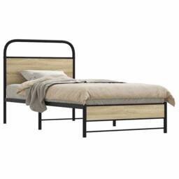 Berkfield Home Elegant Bed Frame without Mattress 80x200 cm Sonoma Oak Engineere in Brown - thumbnail 2