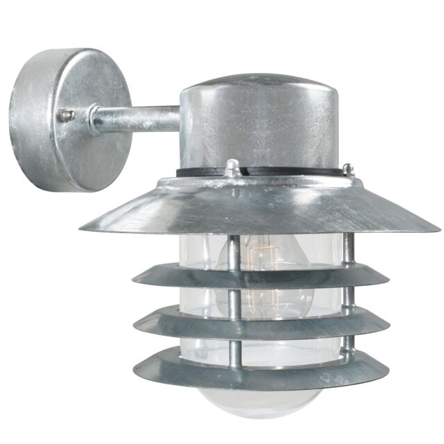 Nordlux Veje Outdoor Wall Light Silver Galv Steel Garden E27 IP54 Mains - image 1