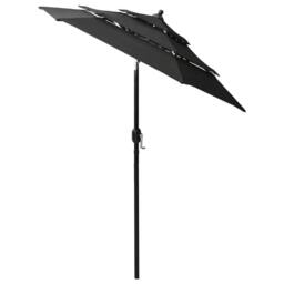 Berkfield Home Harmful 3-Tier Parasol with Aluminium Pole Black 2 m - thumbnail 1