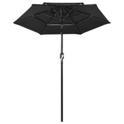 Berkfield Home Harmful 3-Tier Parasol with Aluminium Pole Black 2 m - thumbnail 3