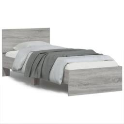 Berkfield Home Bed Frame with Headboard Frame Wax Brown 150x200 cm King Size in Grey - Size: Small Single - thumbnail 2