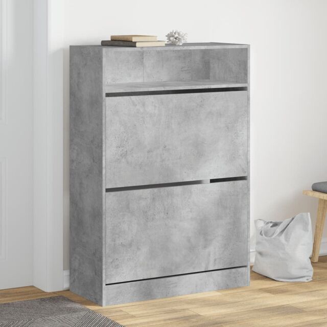 Berkfield Home Shoe Cabinet with 2 Flip-Drawers Concrete Grey 80x34x116 cm - Size: 80 x 34 x 116 cm - image 1