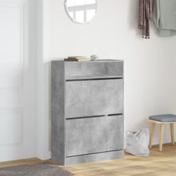 Berkfield Home Shoe Cabinet with 2 Flip-Drawers Concrete Grey 80x34x116 cm - Size: 80 x 34 x 116 cm - thumbnail 3