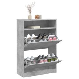 Berkfield Home Shoe Cabinet with 2 Flip-Drawers Concrete Grey 80x34x116 cm - Size: 80 x 34 x 116 cm - thumbnail 4