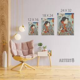 "Artery8 Kabuki Actor as Hero Inusaka Keno Kuniyoshi Canvas Wall Art in Blue - Size: W18"" x H24""" - thumbnail 4